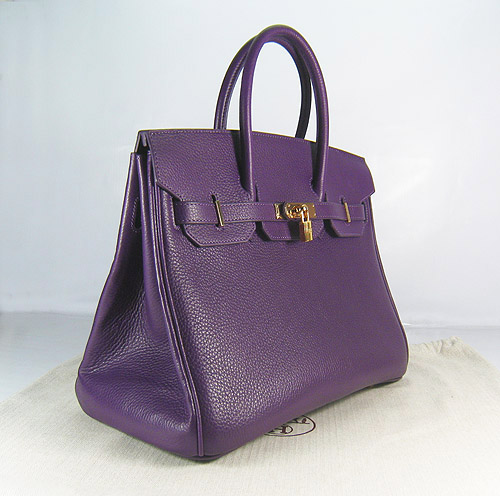 High Quality Fake Hermes Birkin 35CM Togo Leather Bag Purple 6089